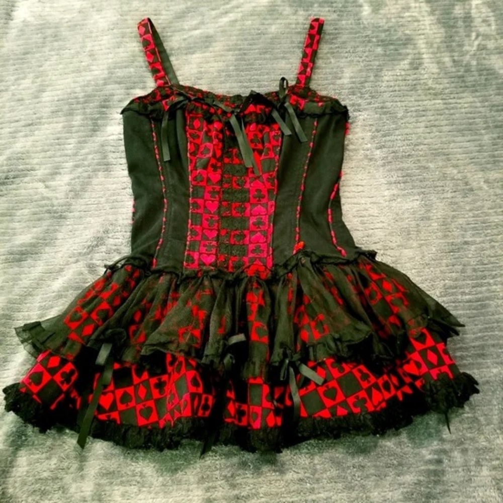 Vintage Y2K Tripp nyc card suit Alice in Wonderland black & red tutu skirt dress